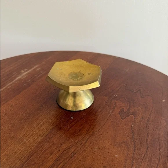 Vintage Brass Pillar Candle Holder Gold - Picture 2 of 7